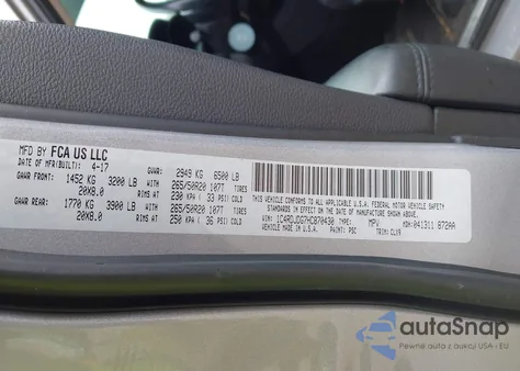 2017 Dodge Durango Gt Awd из США, поврежденный, VIN 1C4RDJDG7HC870430